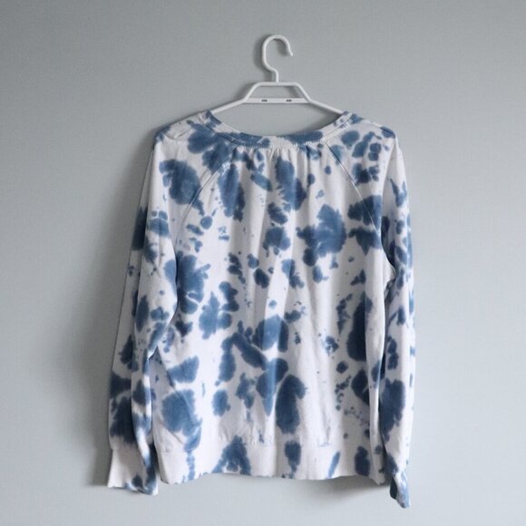Jane & Delancey Women's Sz Lrg Blue Tie Dye Crewneck Stretch Pullover Sweatshirt - Picture 2 of 12